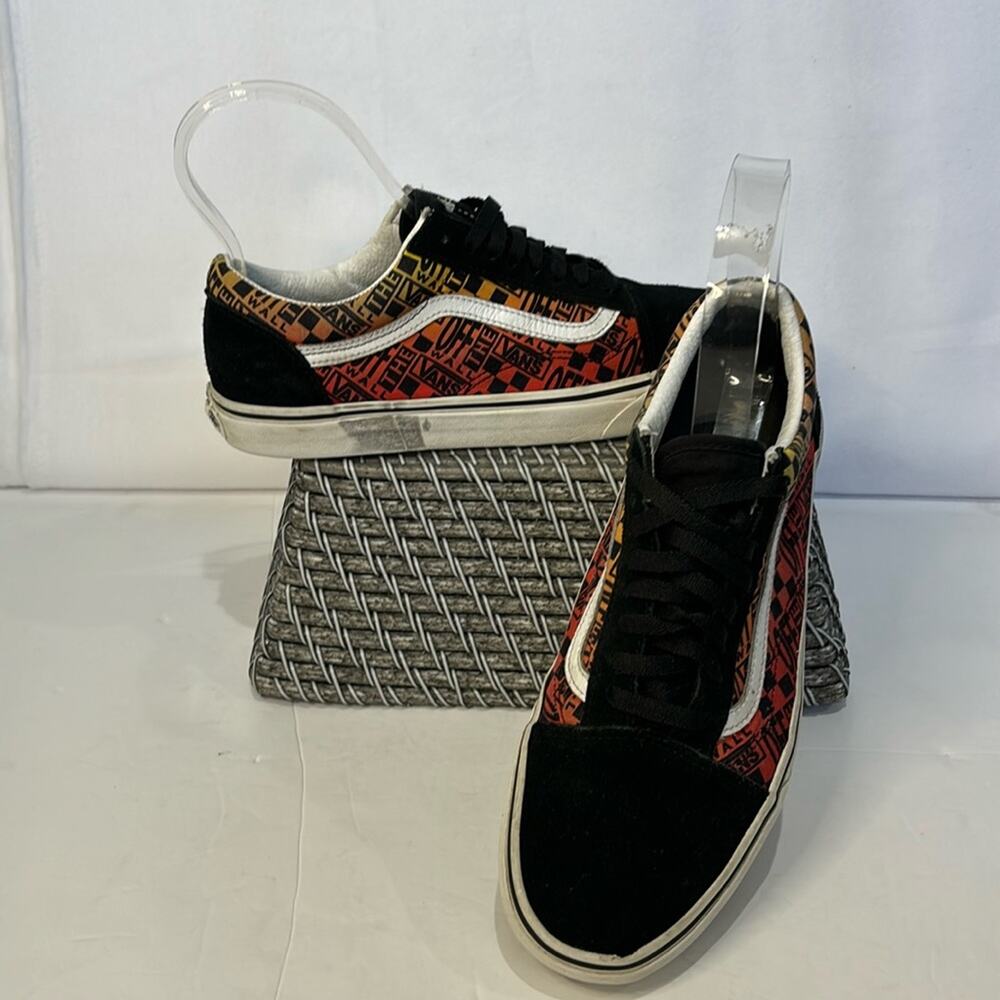 Vans Old Skool Men's Sz 10 Black Graffiti Flame Suede Skater Low Sneakers Shoes